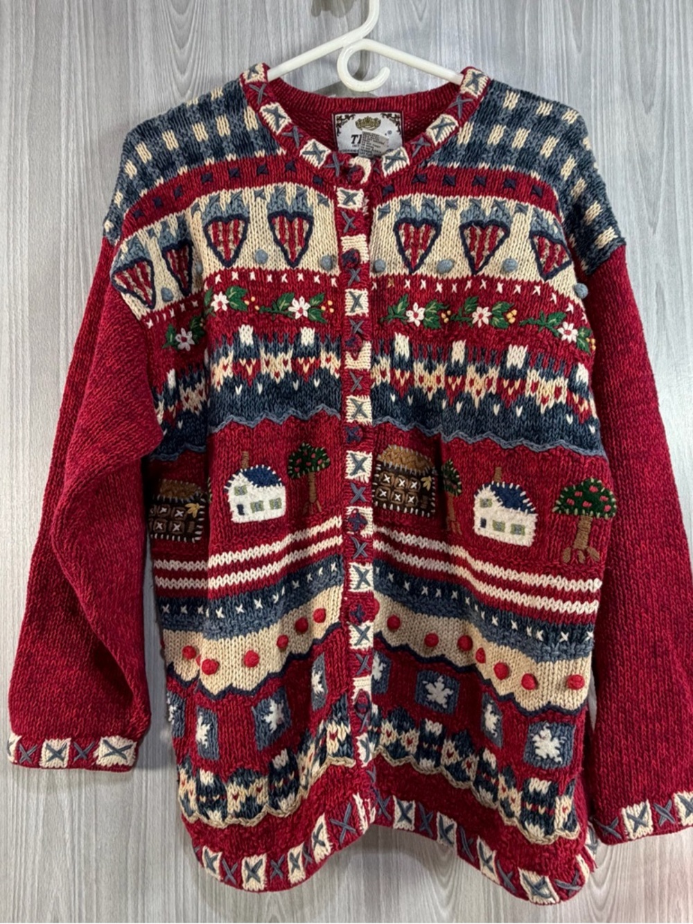 Vintage Tiara International Country Sweater Cardigan Cottagecore Grandma Large